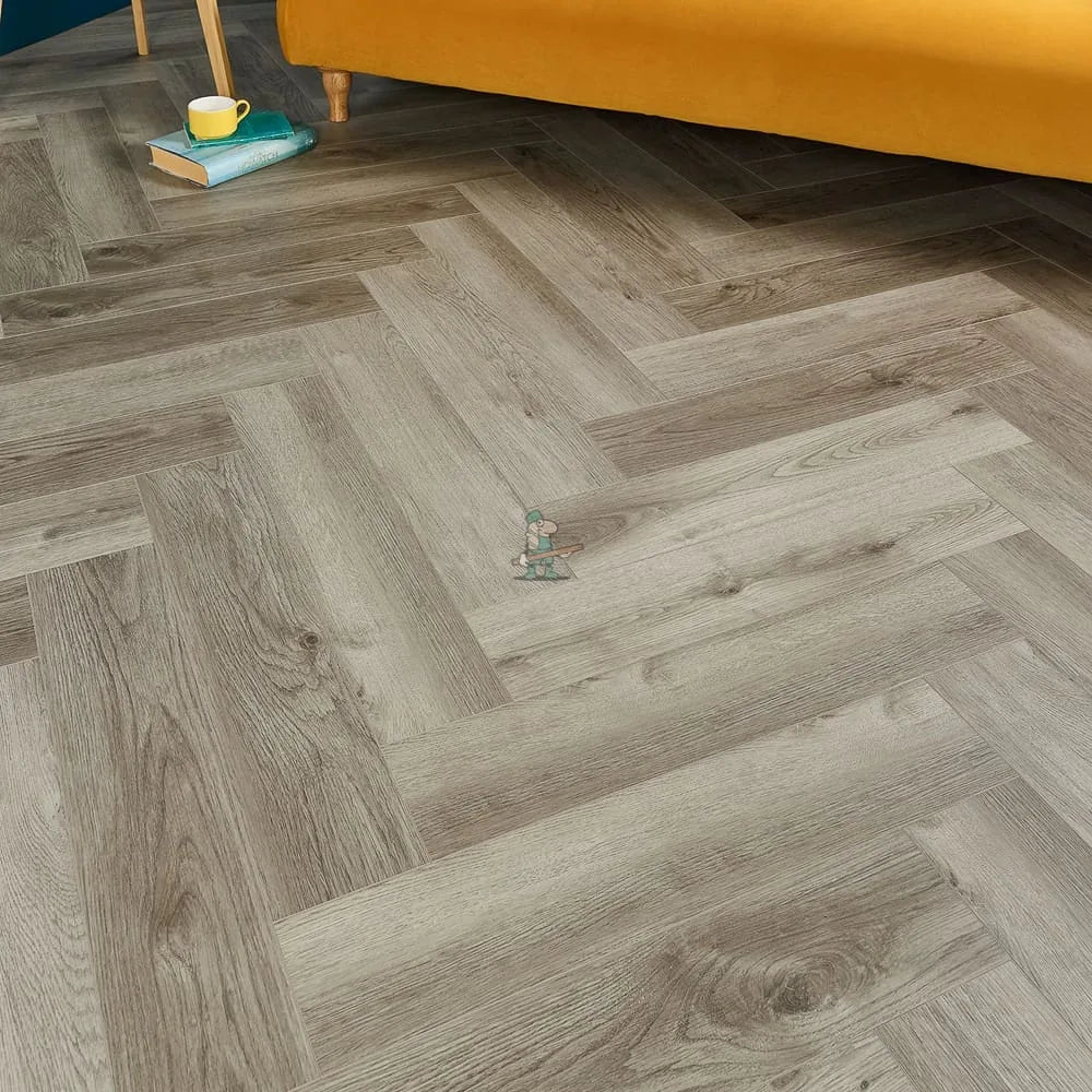 Feather Grey Oak Herringbone Click LVT – image 1