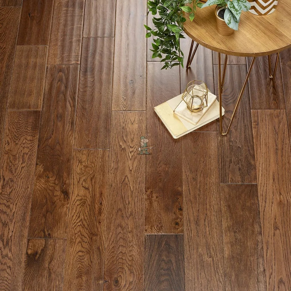 Coffee Oak Hand Scraped 125mm Solid Plank – image 2