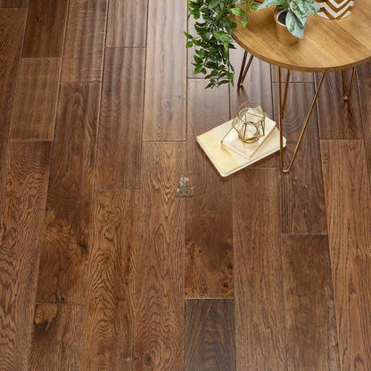 Coffee Oak Hand Scraped 125mm Solid Plank – image 2