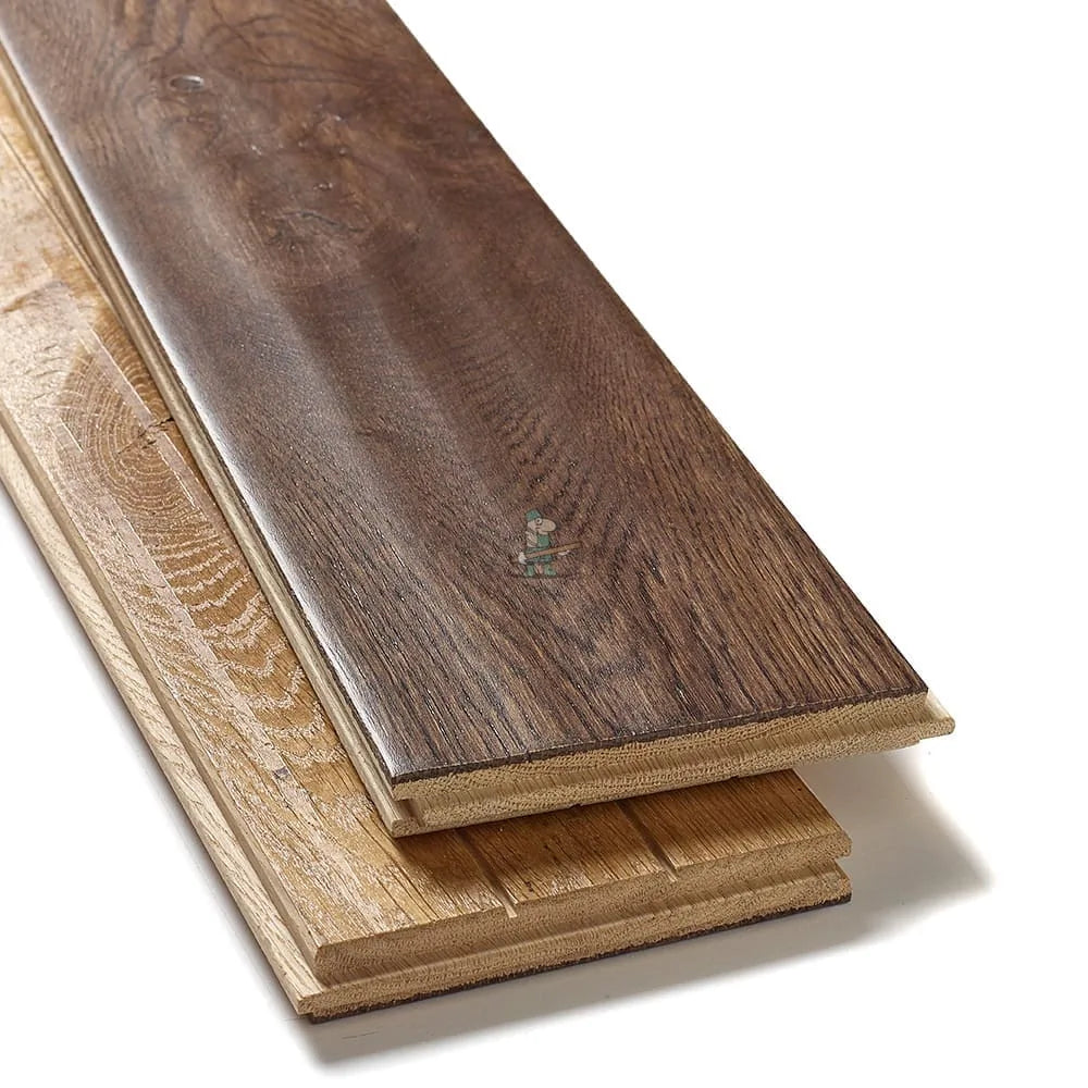 Coffee Oak Hand Scraped 125mm Solid Plank – image 4