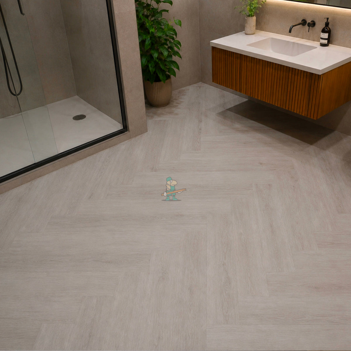 Arctic Silver Oak Herringbone Click LVT – image 3