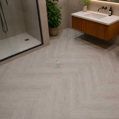 Arctic Silver Oak Herringbone Click LVT – image 3