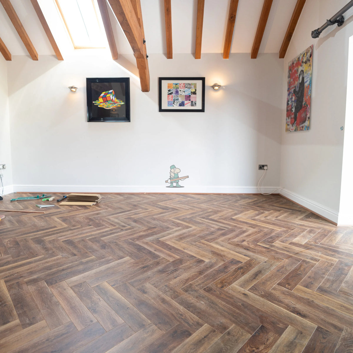 Terrain Oak Herringbone 12mm Laminate – room setting (2)