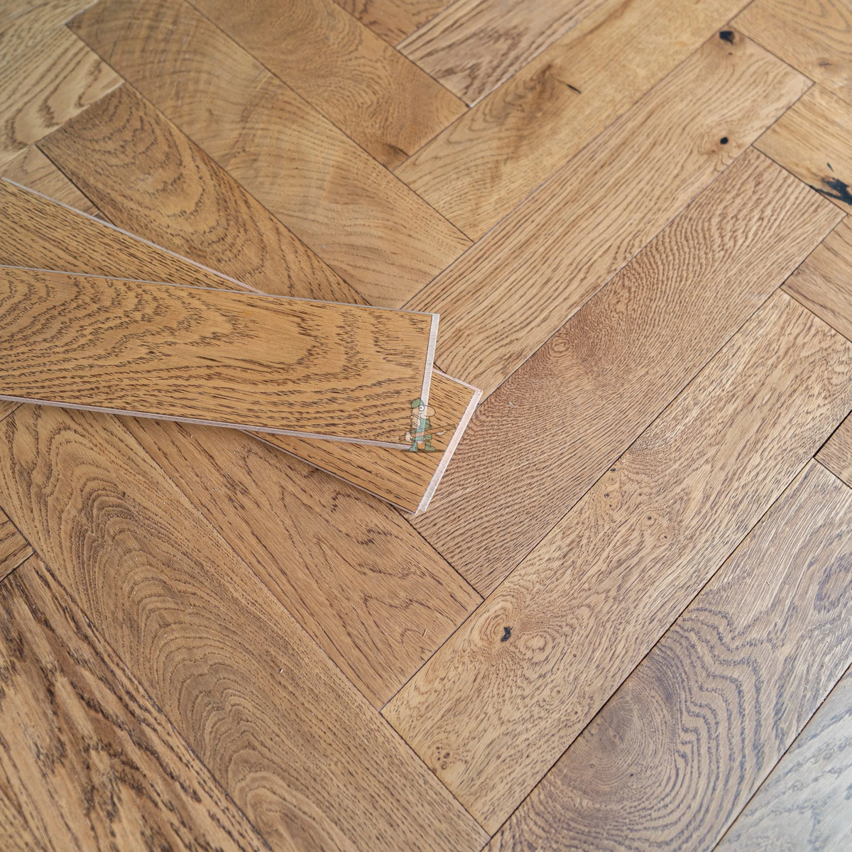Cottage Oak 90mm Engineered Herringbone – close-up of the surface