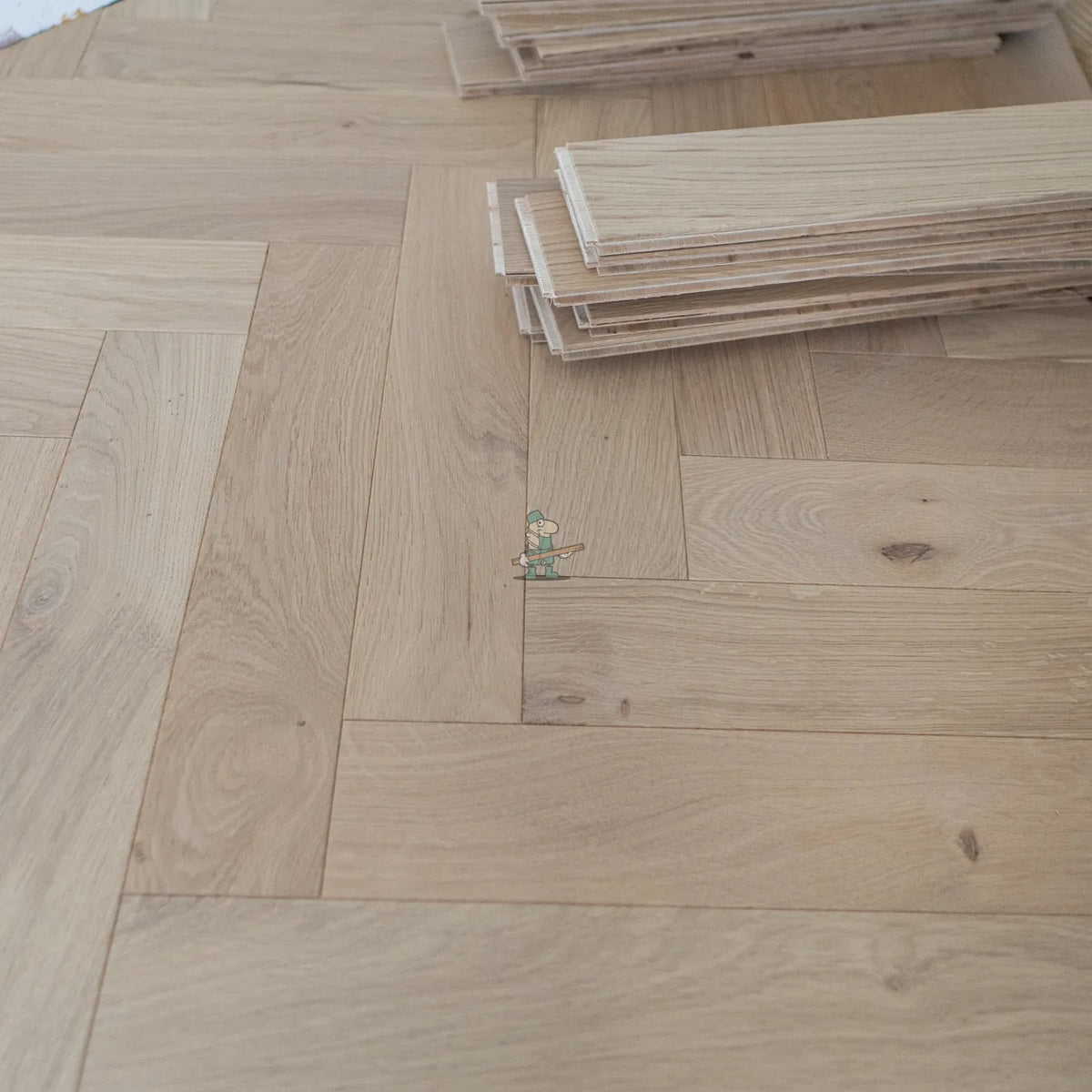 Pale Invisible Oak 90mm Engineered Herringbone, 14/3mm – image 6