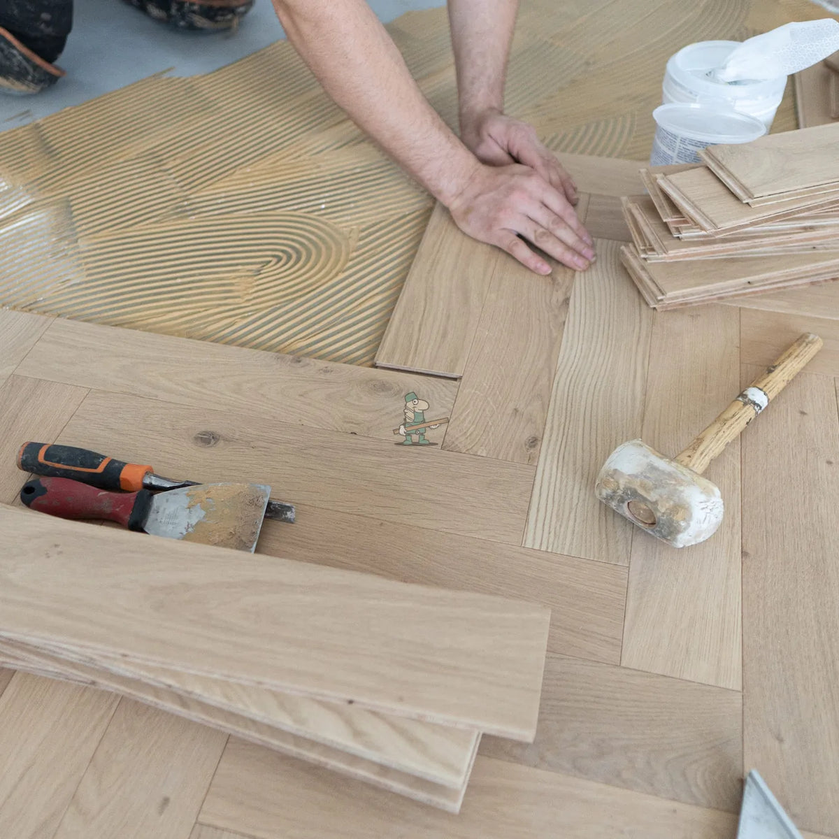 Pale Invisible Oak 90mm Engineered Herringbone, 14/3mm – image 7