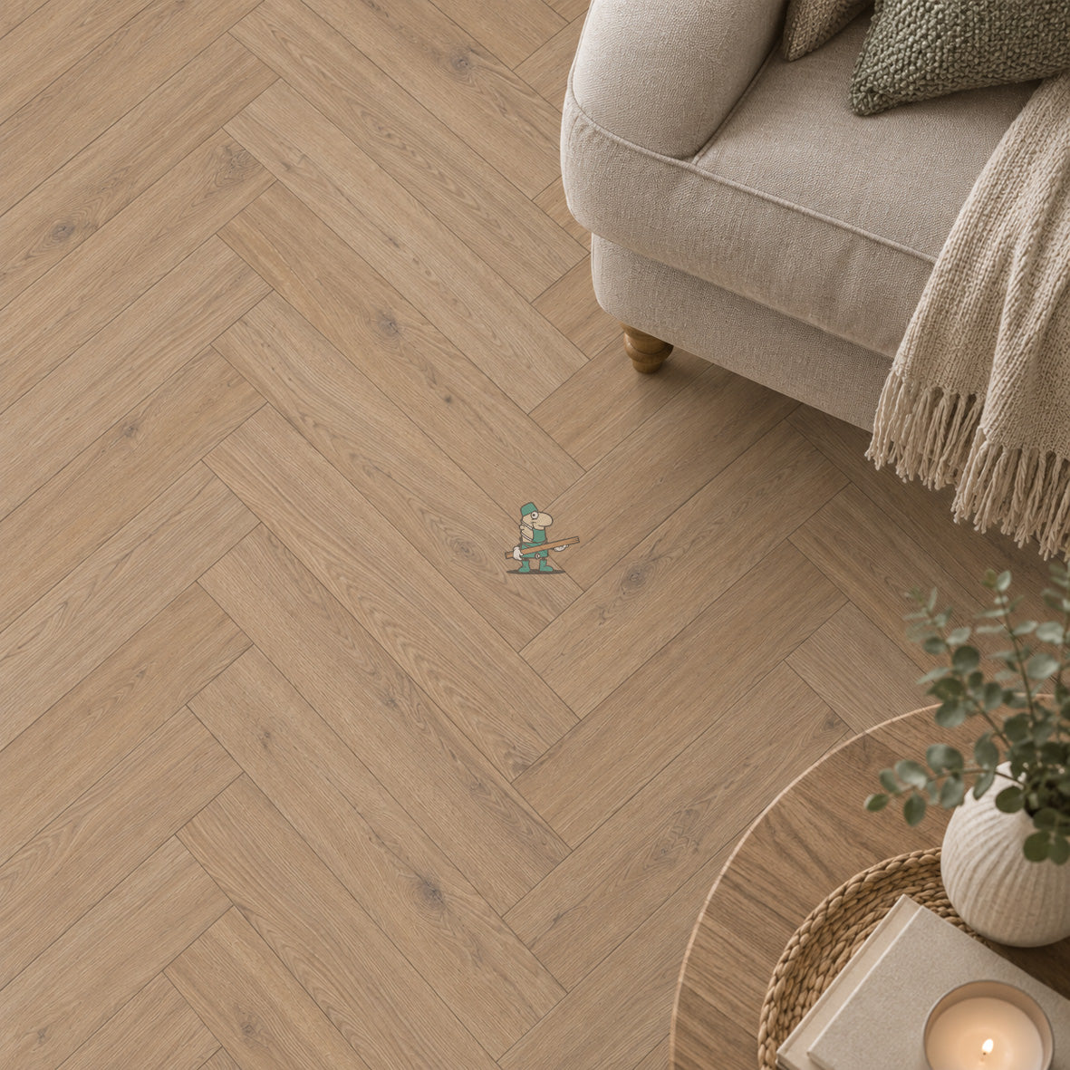 Light Brown Oak Herringbone 12mm Laminate – image 6