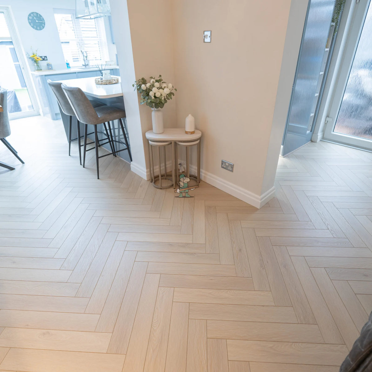 Savannah Oak Herringbone 12mm Laminate – laid in a kitchen (4)