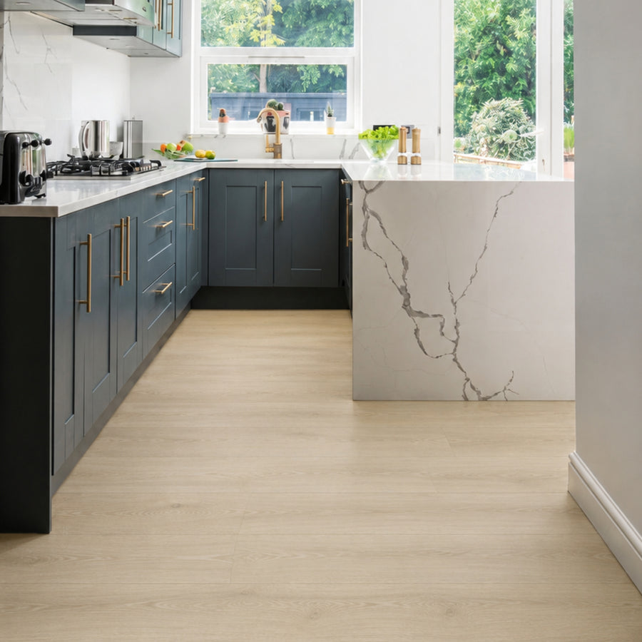 Savannah Oak 12mm Laminate – laid in a kitchen