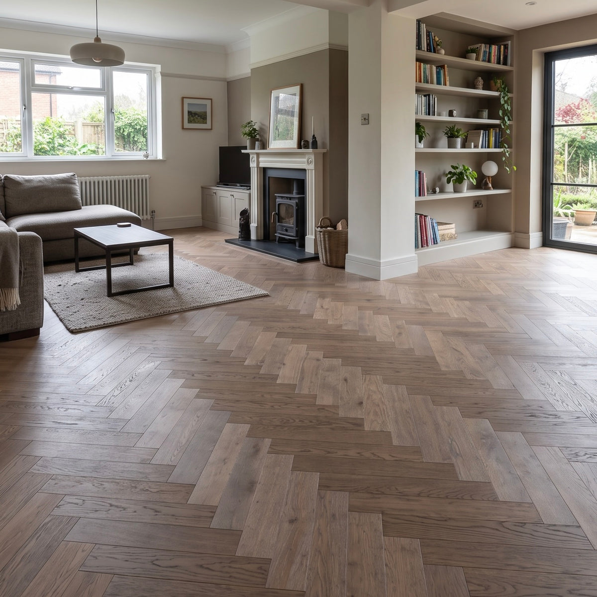 Frozen Oak 80mm Engineered Herringbone
