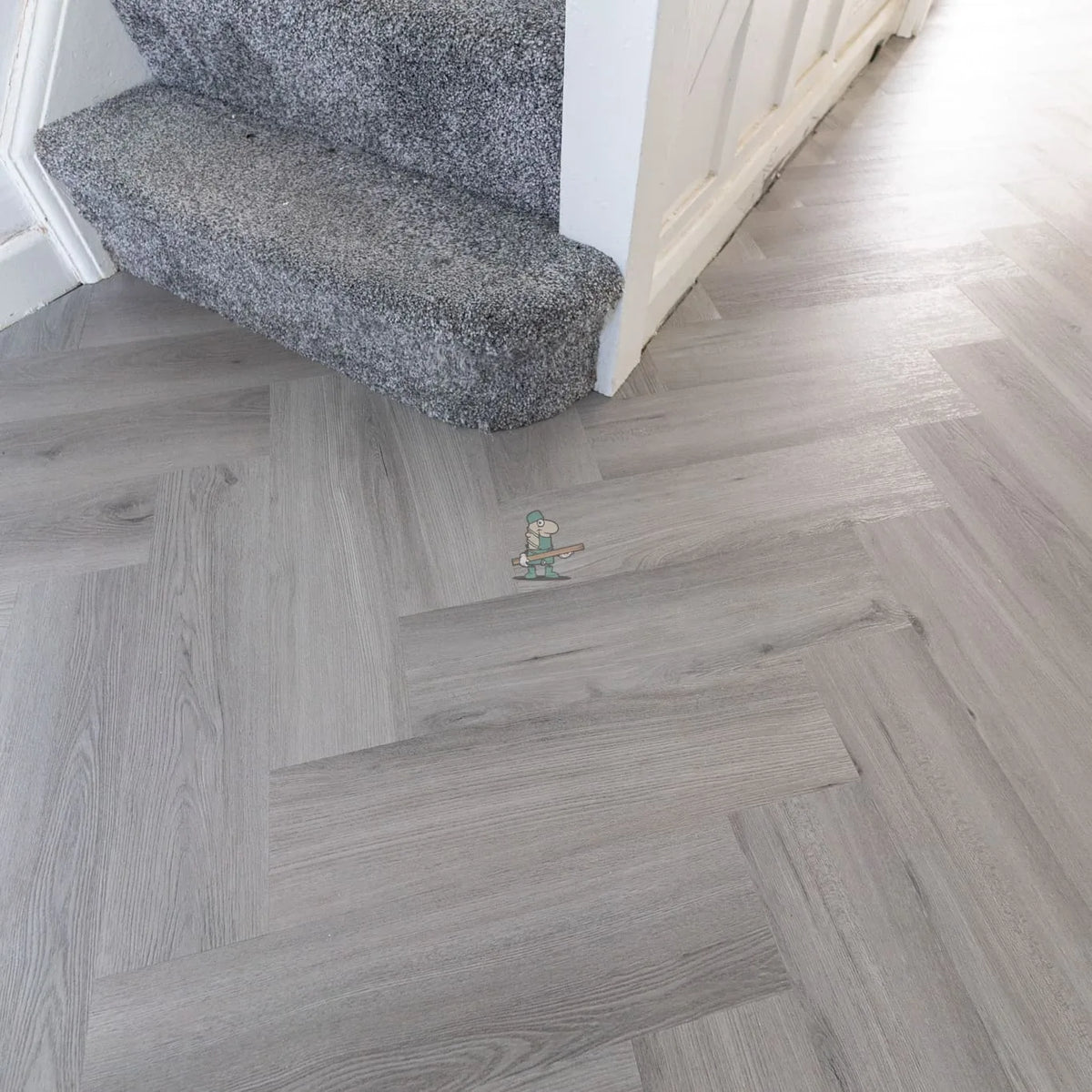 Imperial Grey Oak Herringbone Click LVT – close-up of the surface (6)