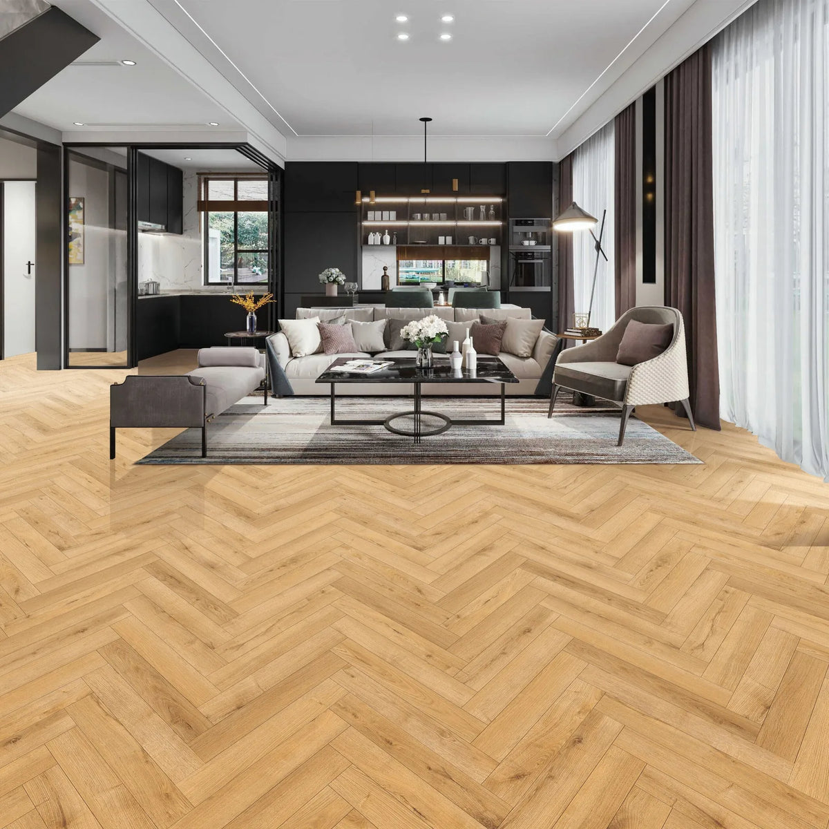 Biscuit Oak Herringbone 12mm Laminate – image 1