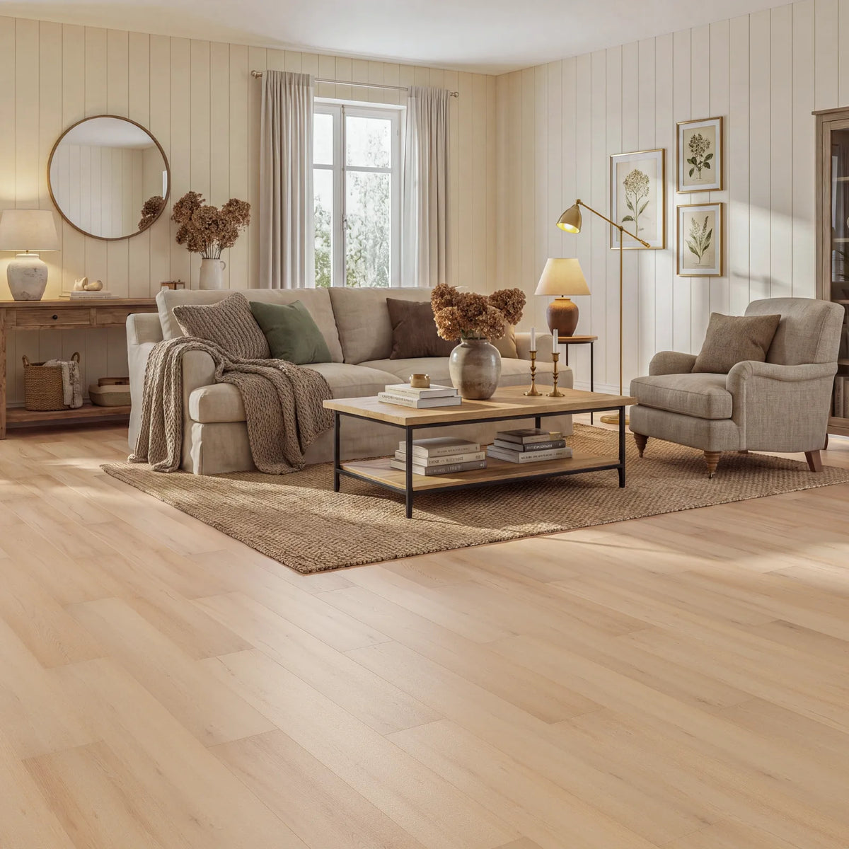 Tuscan Oak Glue Down LVT – laid in a living room