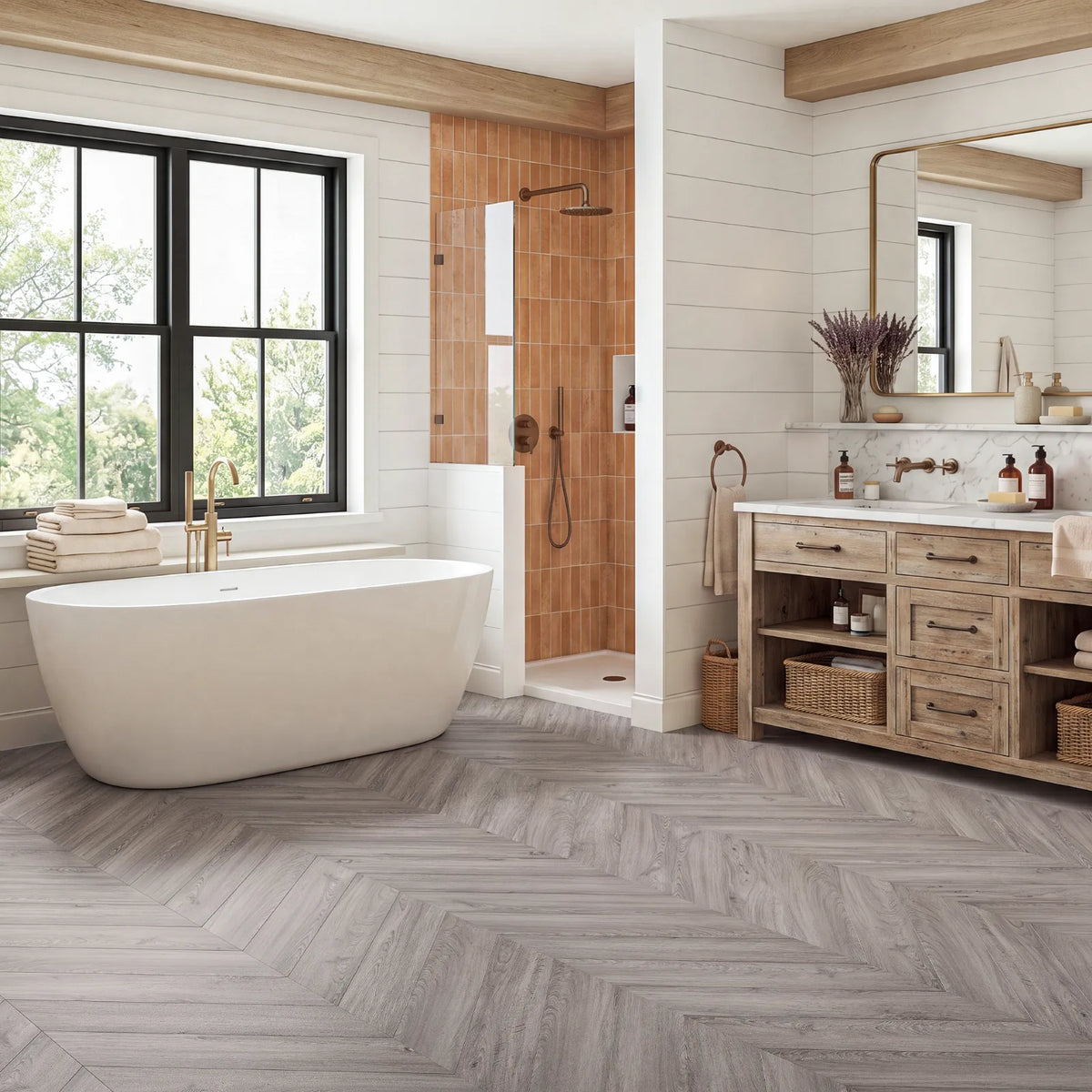 Winter Oak Chevron Glue Down LVT – image 1