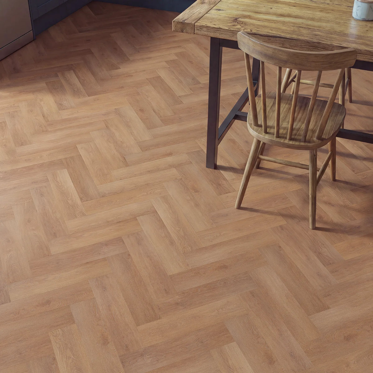 Golden Brown Oak Herringbone Glue Down LVT – image 3