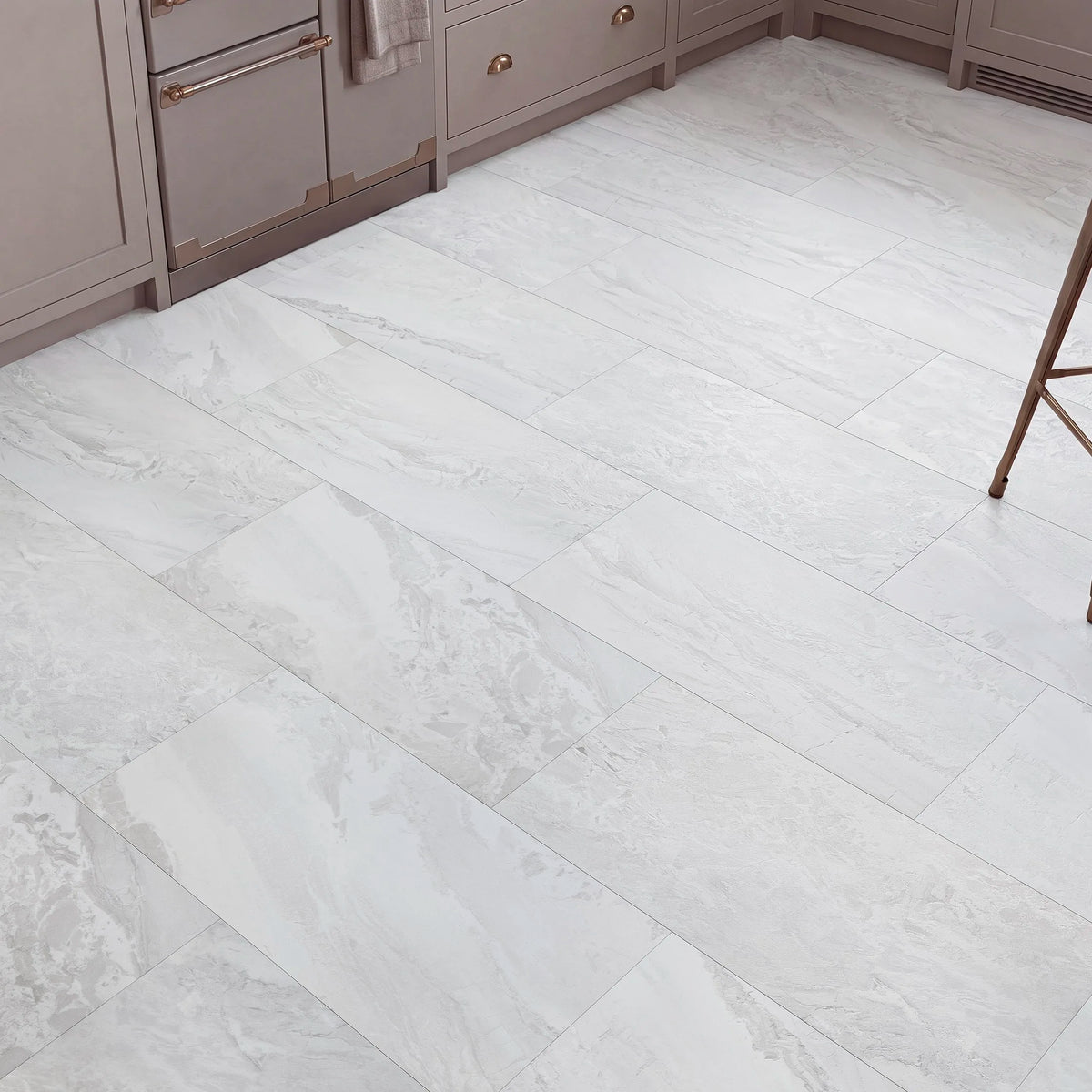 Arctic Marble Tile Effect Glue Down LVT – laid in a kitchen (2)
