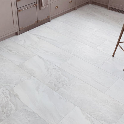 Arctic Marble Tile Effect Glue Down LVT – laid in a kitchen (2)