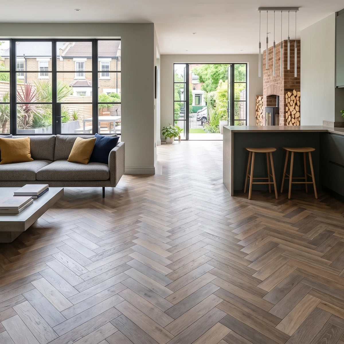 Smoked Washed Grey Oak 90mm Engineered Herringbone – image 11