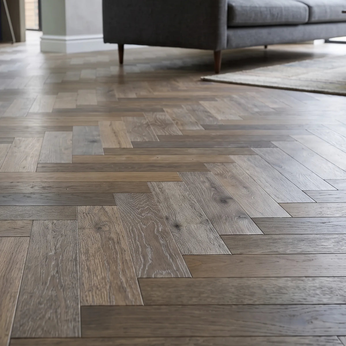 Smoked Washed Grey Oak 90mm Engineered Herringbone – image 12