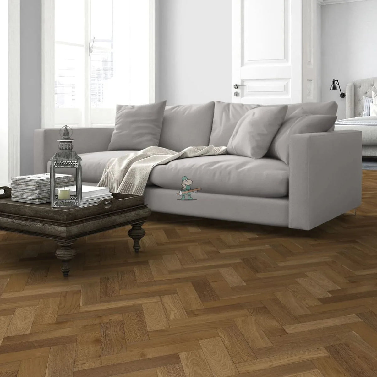 Weathered Smoked Oak 90mm Engineered Herringbone – image 3