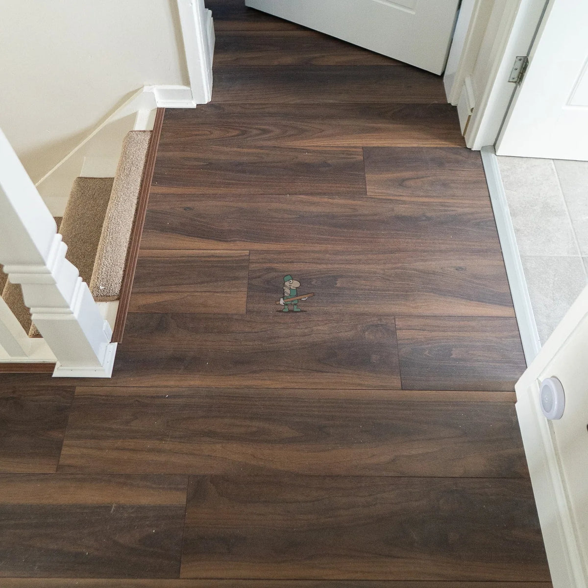Dark American Walnut 12mm Laminate – laid in a hallway (2)