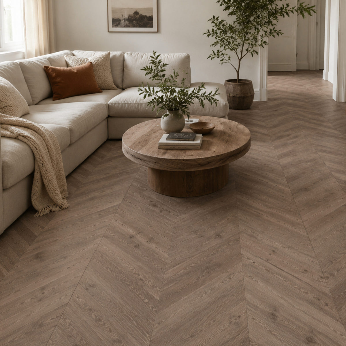 Waxed Haze Oak 90mm Engineered Chevron