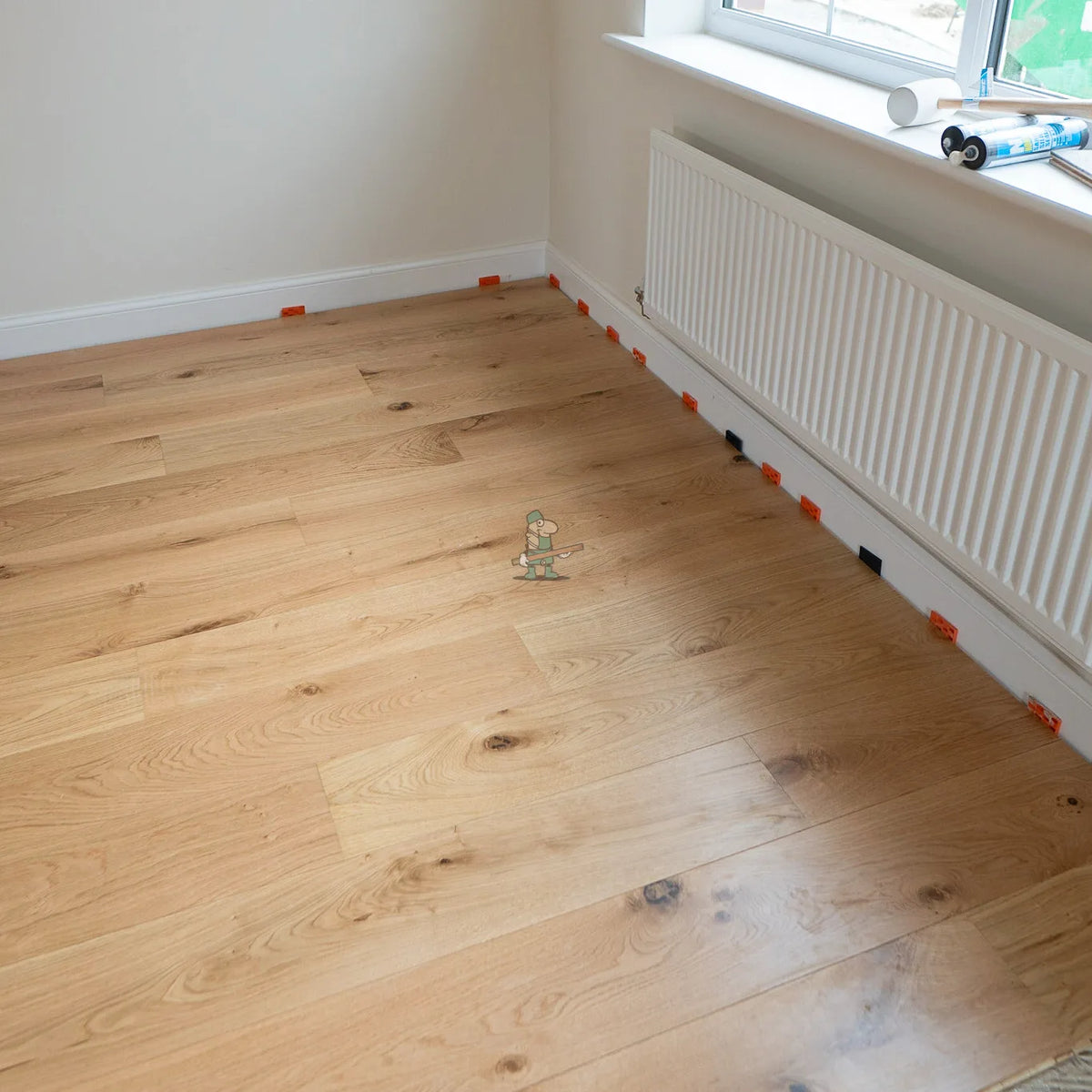 Natural Lacquered Oak 190mm Engineered Plank – laid in a bedroom