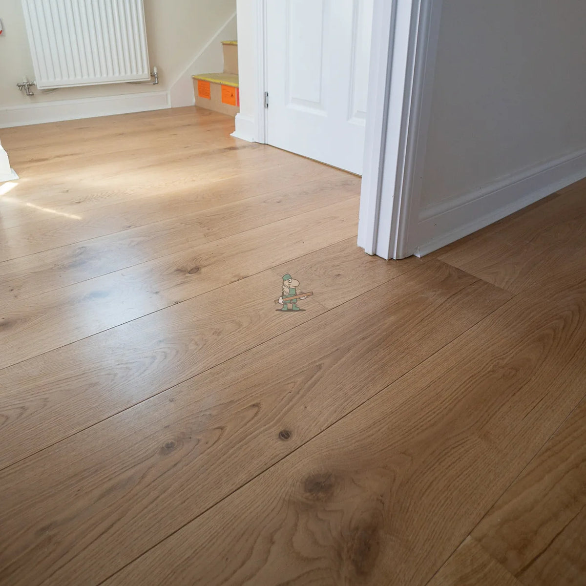 Natural Lacquered Oak 190mm Engineered Plank – laid in a hallway