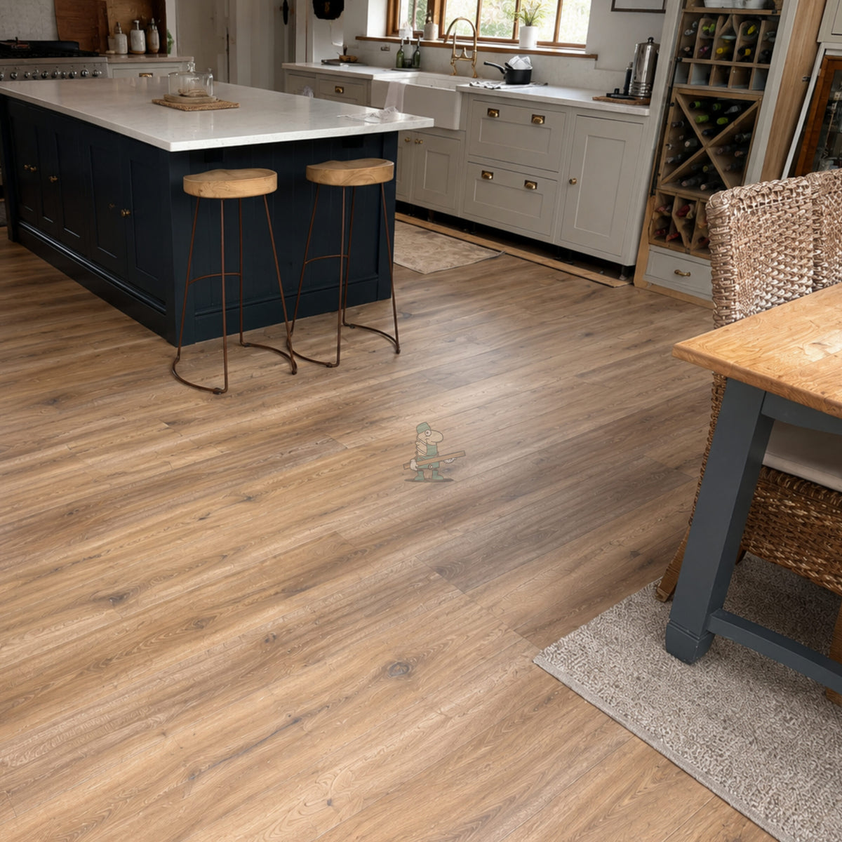 Antique Smoked Oak 190mm Engineered Plank – laid in a kitchen