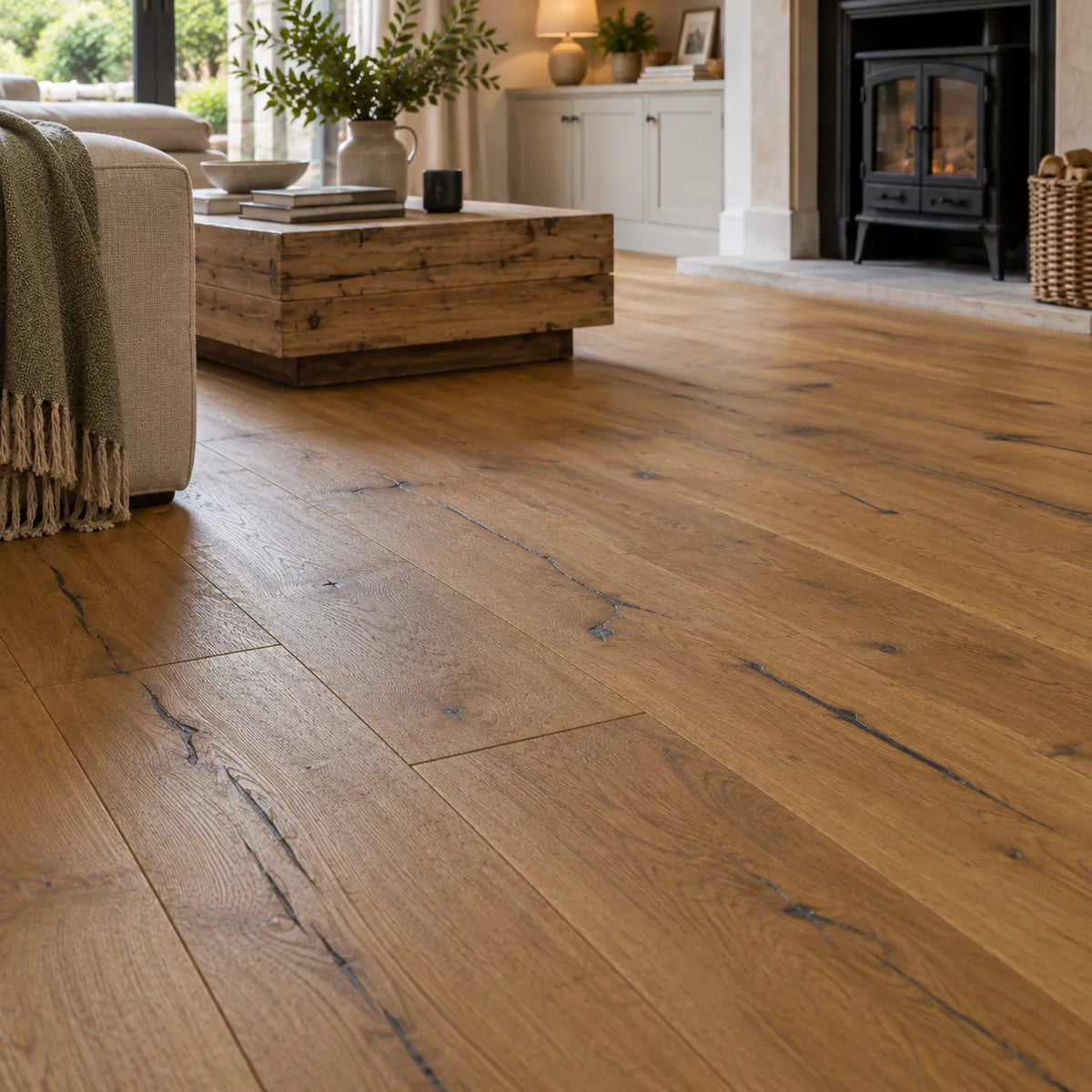 Distressed Golden Oak 220mm Engineered Plank – image 2