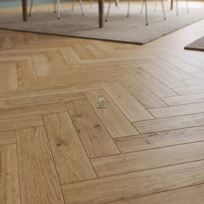 Natural Oak 90mm Solid Herringbone – close-up of the surface