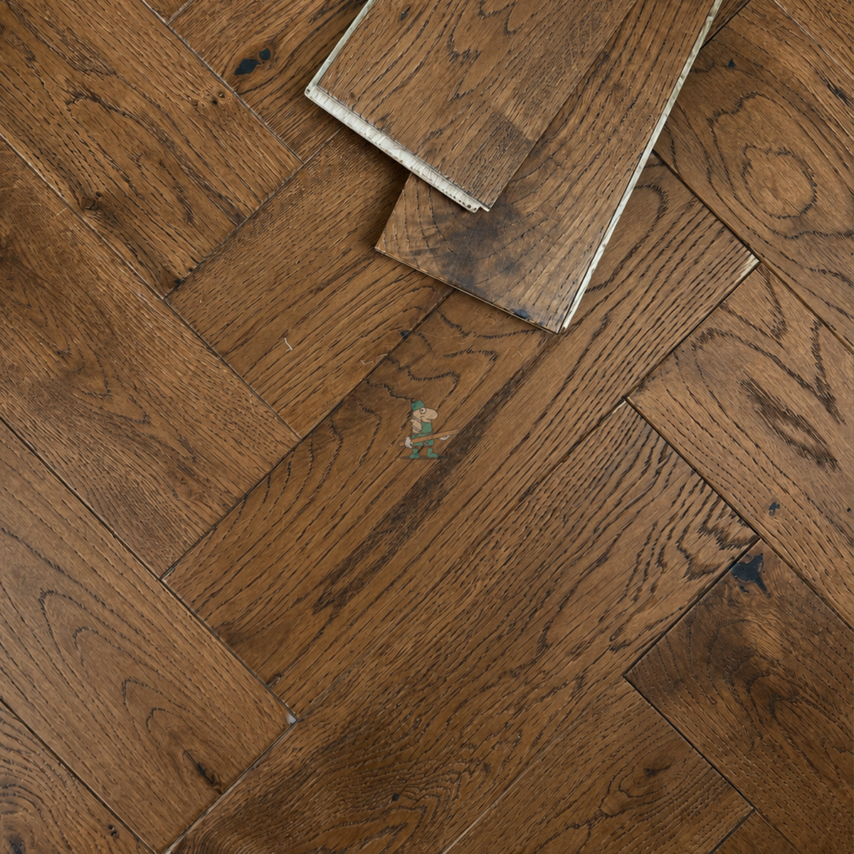 Smoked Golden Oak 90mm Solid Herringbone – image 4