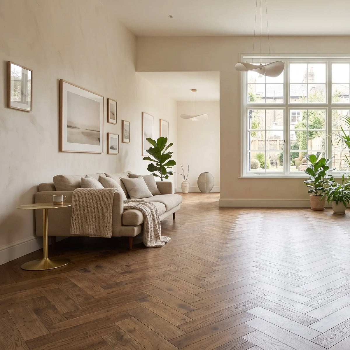 Smoked Golden Oak 90mm Solid Herringbone – image 1