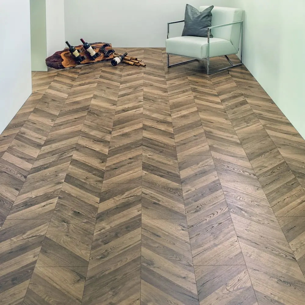 Austrian Chevron 8mm Dark Rustic Oak 4V Laminate Flooring