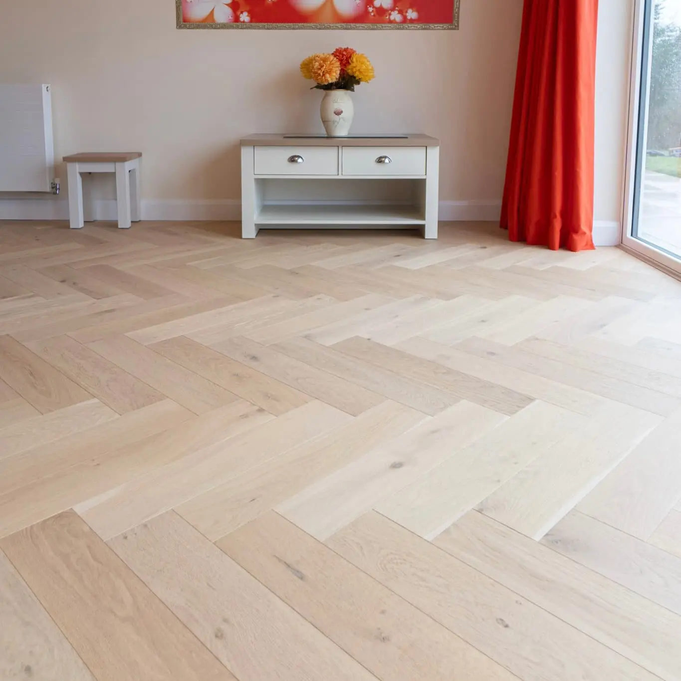 Riviera 14/3 x 125mm Pale Invisible Oak Herringbone Engineered Wood Flooring