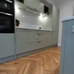 Lignum Oak Robust Fumed Herringbone Laminate Kitchen