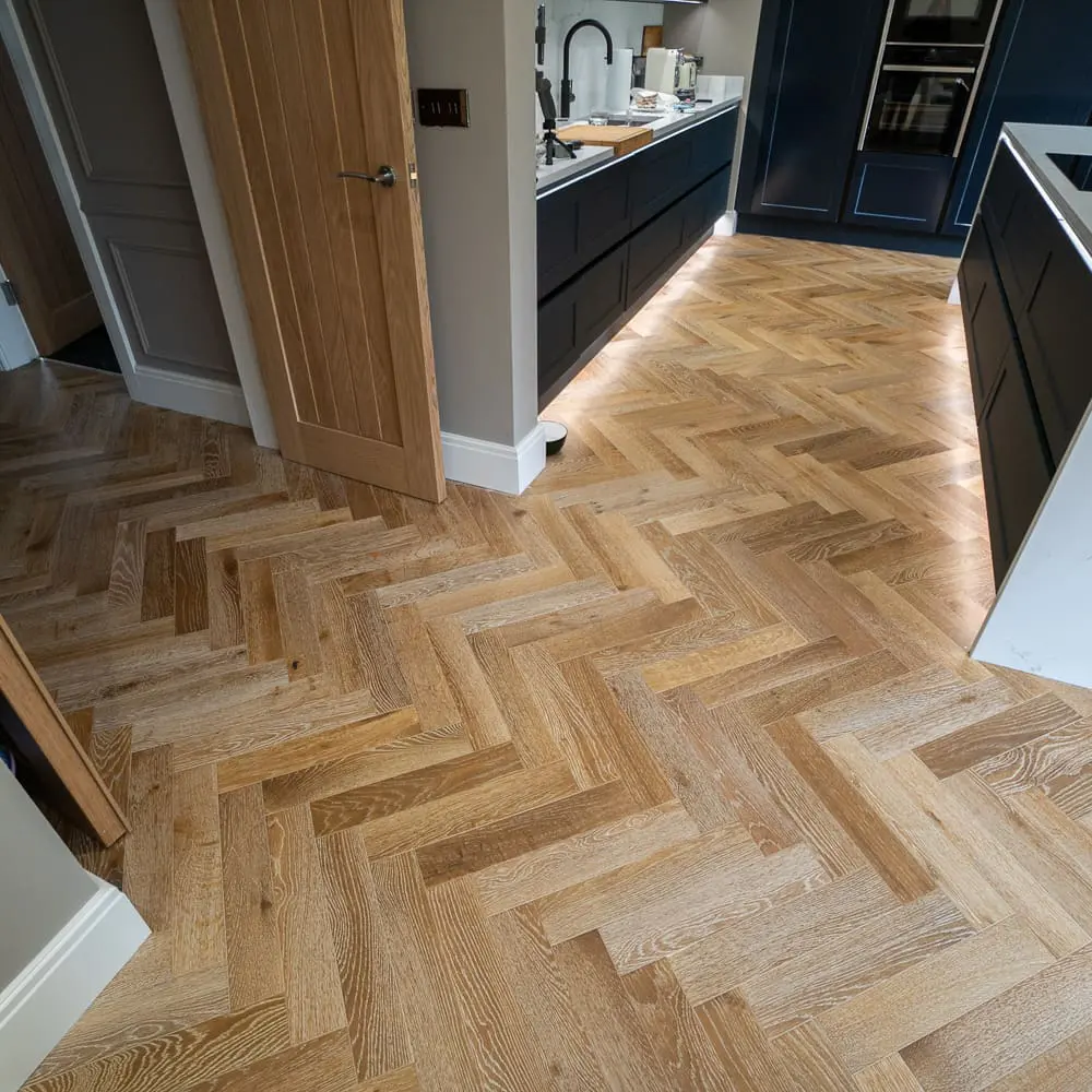 Smoked Limed Oak Herringbone Engineered Wood Flooring