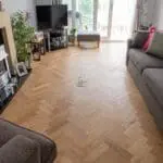 Cambridge Ashdown Oak 10/3 x 80mm Natural Brushed Oiled Herringbone Engineered Wood Flooring in Living Room