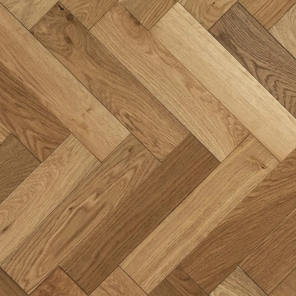 Parquet 18 x 90mm Smoked Golden Oak Herringbone Solid Wood Flooring