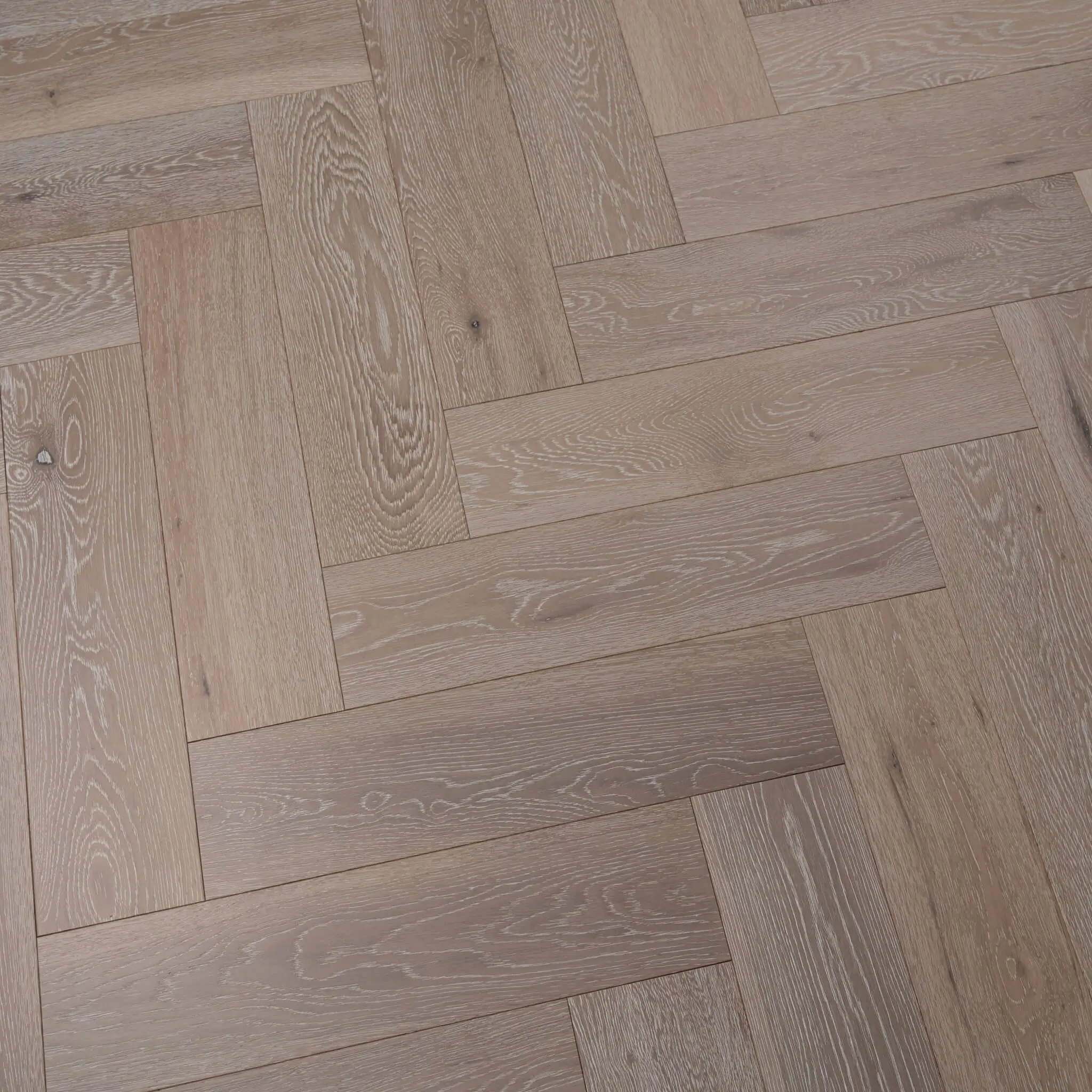 Riviera Click 14/3 x 150mm White Washed Oak Herringbone Engineered Wood Flooring