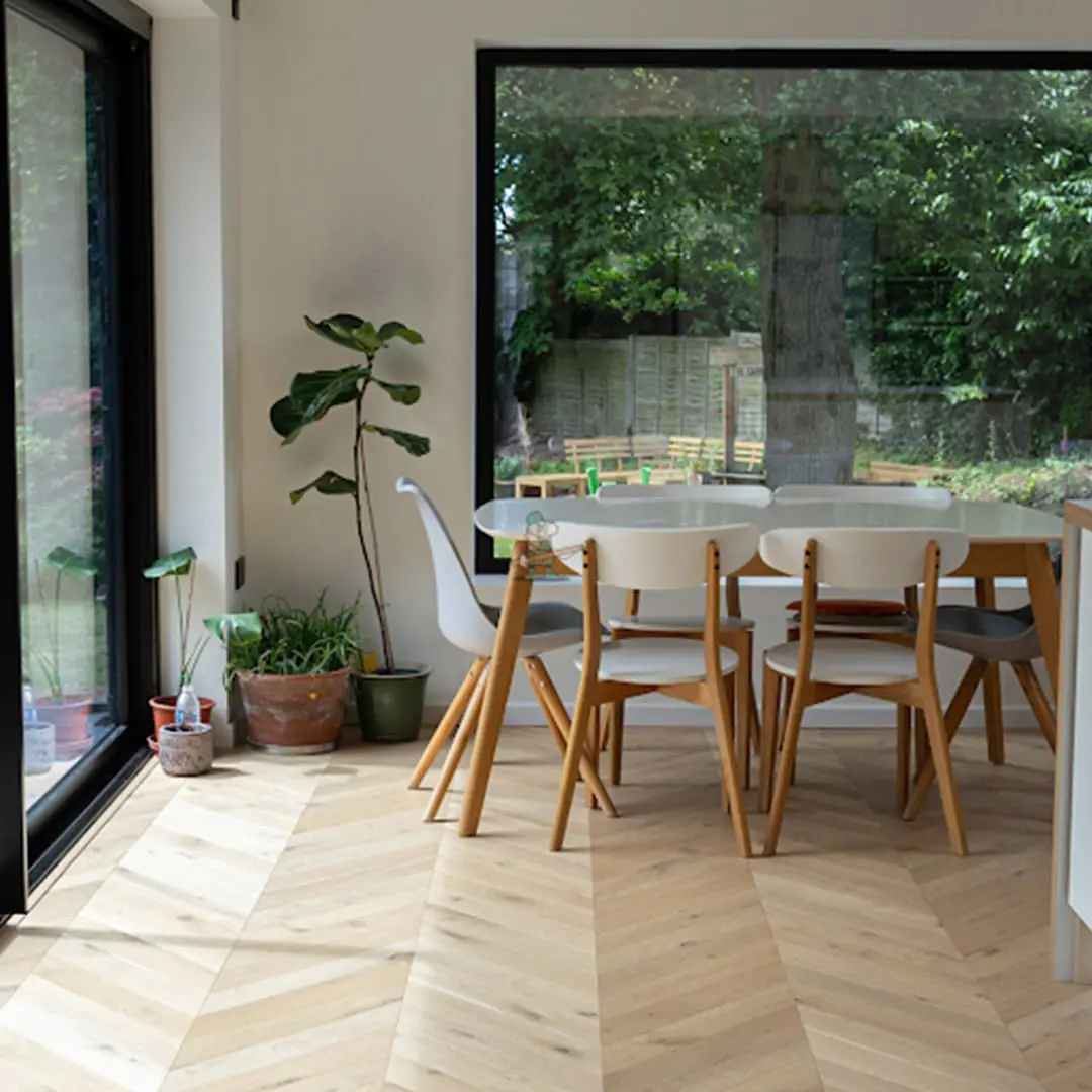 Invisible Finish Chevron Engineered Wood Flooring