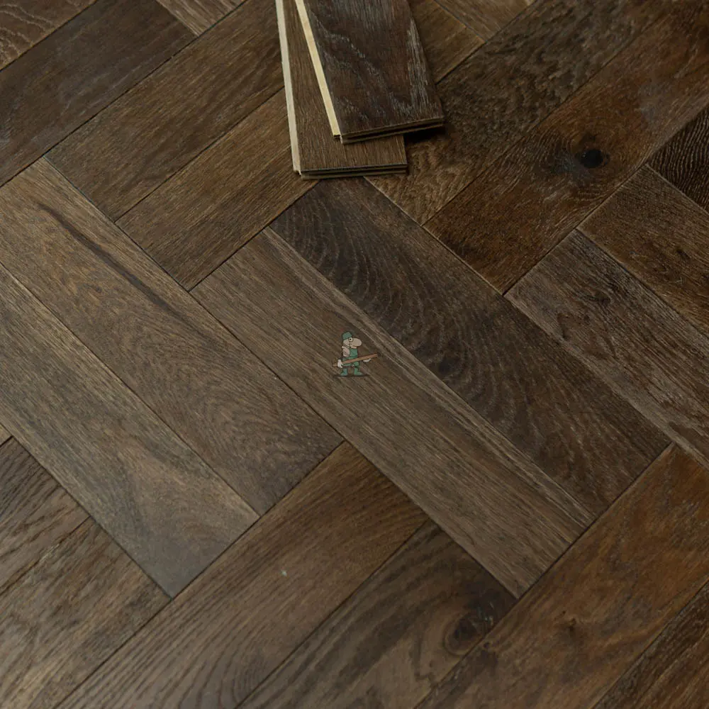 Riviera 14/3 x 90mm Smoky Brushed Oak Herringbone Engineered Wood Flooring
