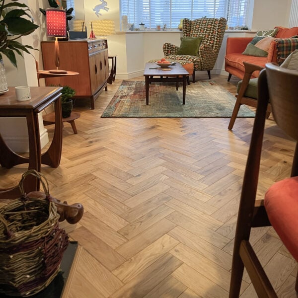 Riviera 18/3 x 80mm SMALL Natural Oak Herringbone Engineered Wood Flooring