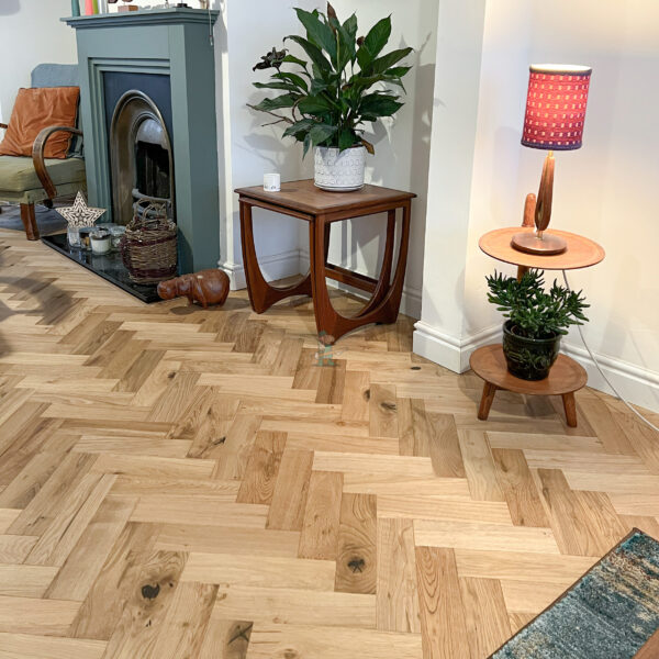 Riviera 18/3 x 80mm SMALL Natural Oak Herringbone Engineered Wood Flooring