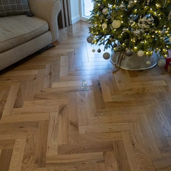 Riviera 14/3 x 90mm Natural Smooth Oak Herringbone Engineered Wood Flooring