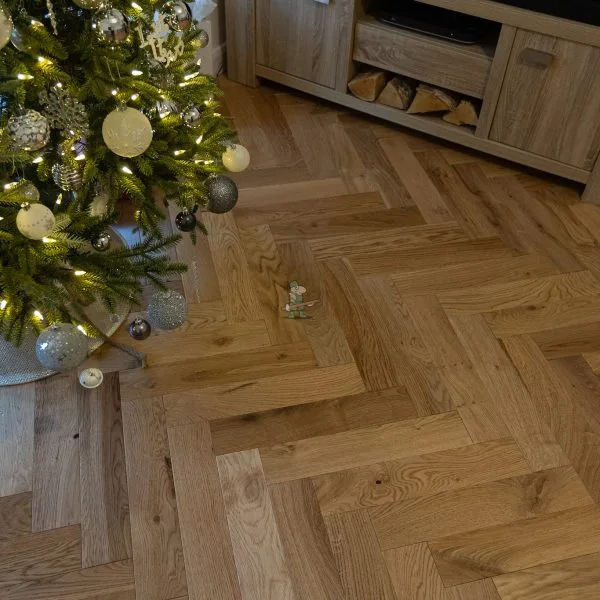 Riviera 14/3 x 90mm Natural Smooth Oak Herringbone Engineered Wood Flooring