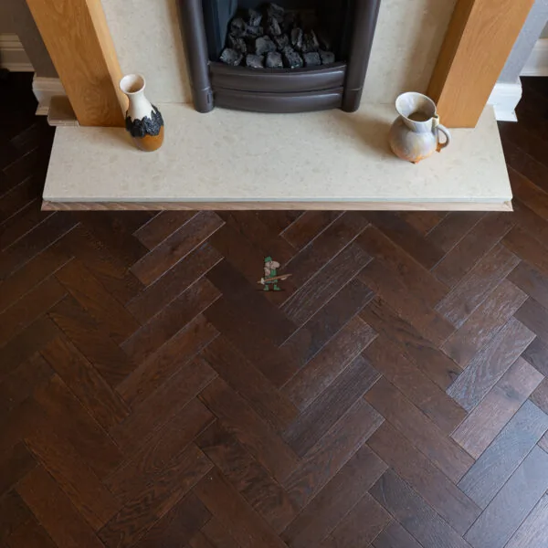 Riviera 18/3 x 80mm SMALL Dark Chocolate Oak Herringbone Engineered Wood Flooring