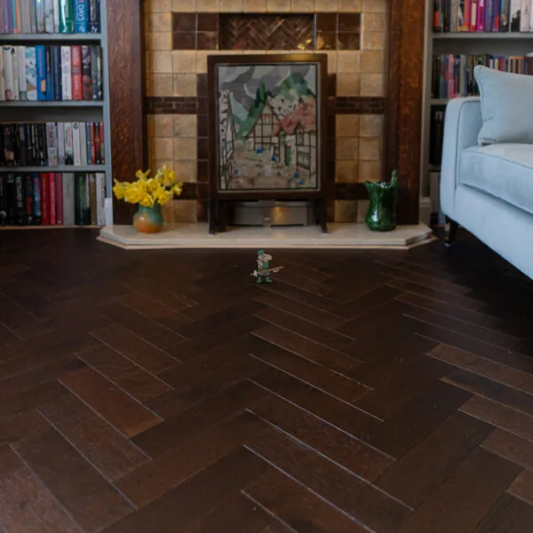 Riviera 18/3 x 80mm SMALL Dark Chocolate Oak Herringbone Engineered Wood Flooring