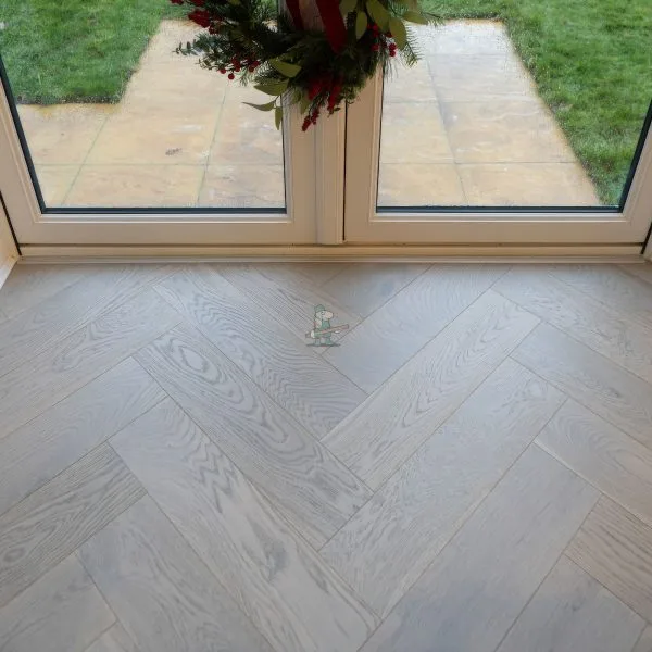 Riviera Click 14/3 x 150mm Grey Brushed Oak Herringbone Engineered Wood Flooring