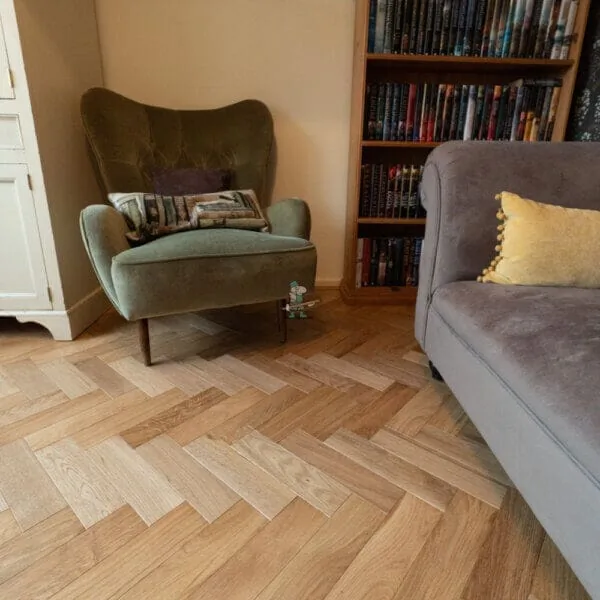 Riviera 18/4 x 90mm Natural Brushed Oak Herringbone Engineered Wood Flooring